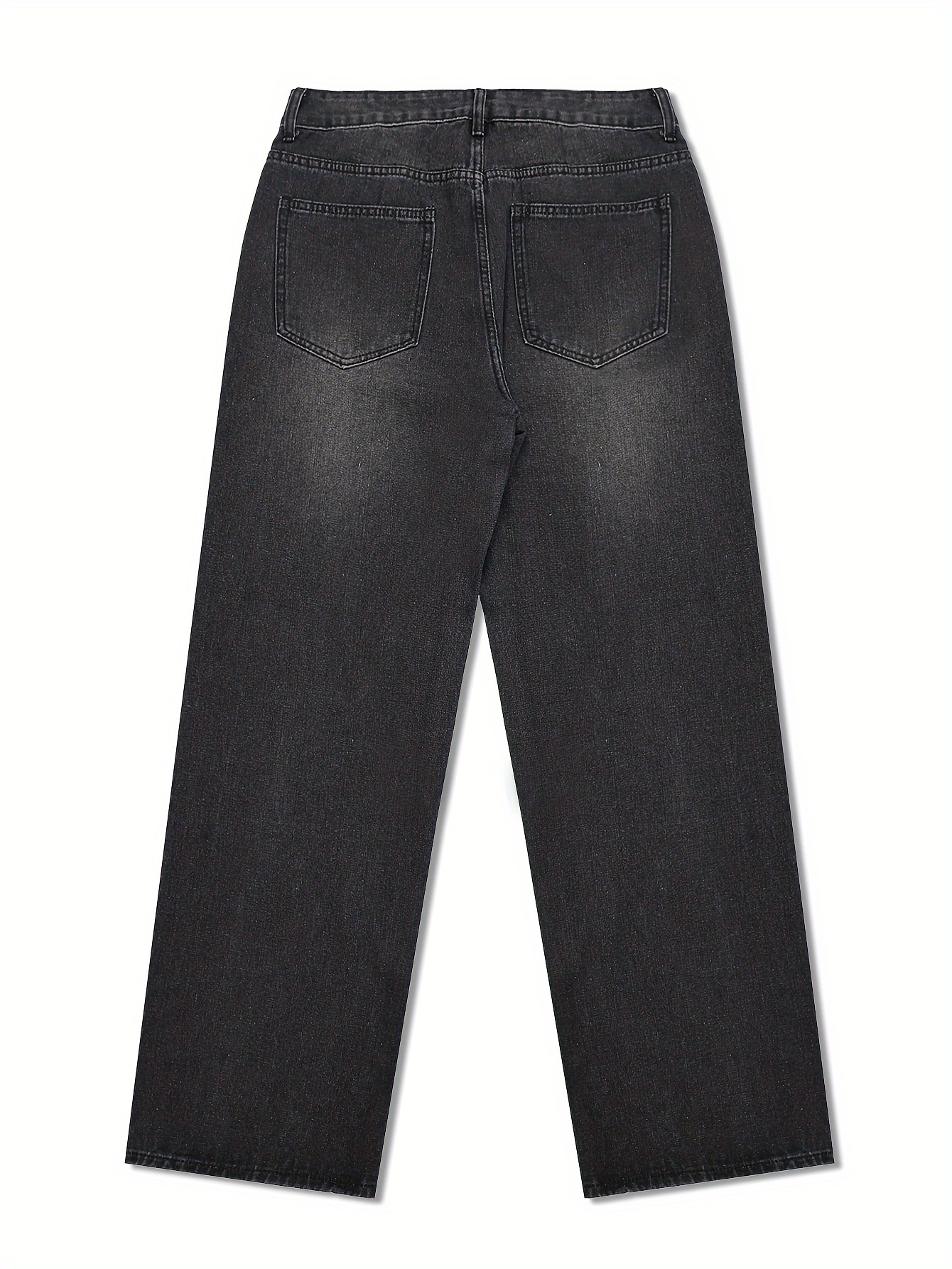 vintage inspired embroidered solid color washed denim jeans for men rayon loose fit machine washable details 1
