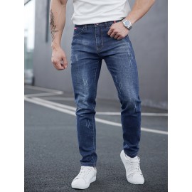 Men's Casual Skinny Jeans, Chic Street Style Stretch Jeans