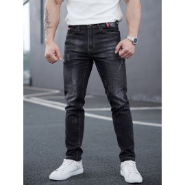 Men's Casual Skinny Jeans, Chic Street Style Stretch Jeans