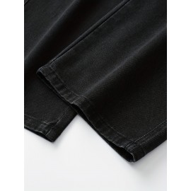 Men's Street Style Wide Leg Denim Jeans, Casual Drawstring Pants, Hip-Hop Loose Fit Jeans