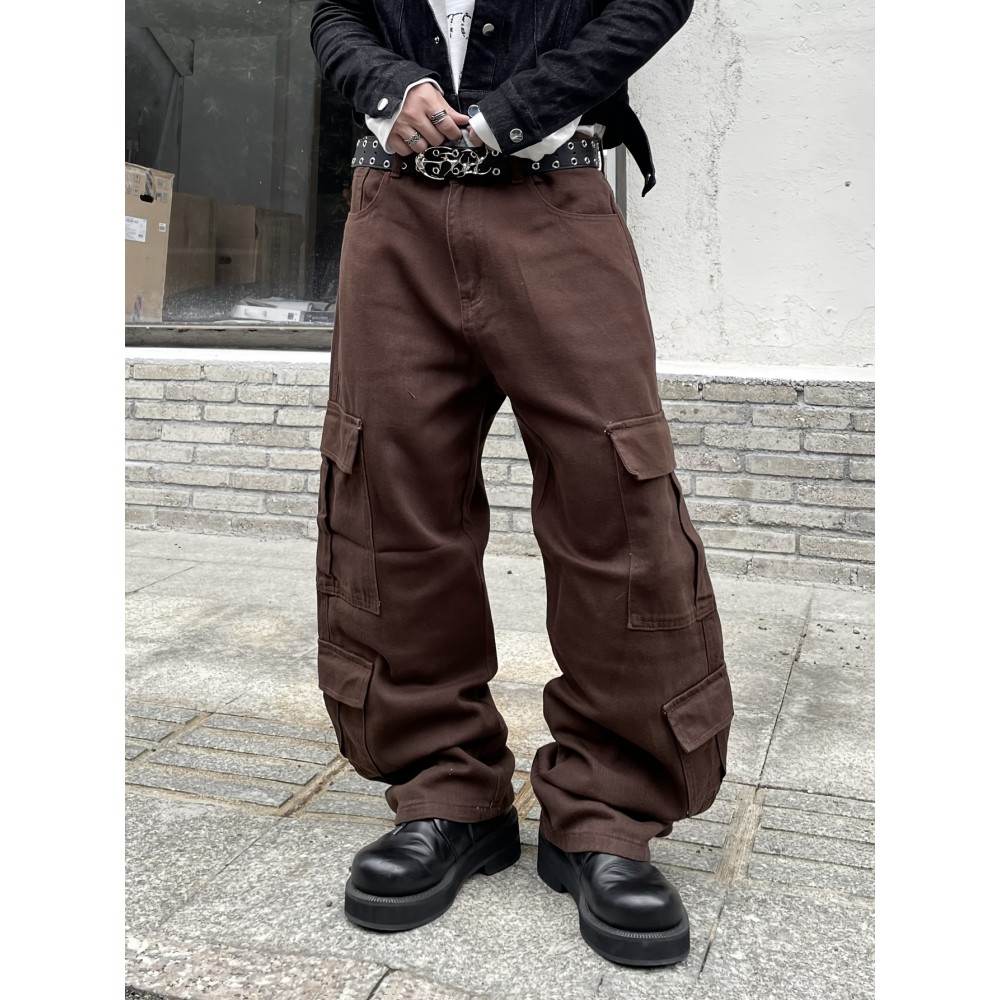 1pc Men'S Casual Loose Fit Cotton Jeans with Multiple Pockets, All-Season Solid Color Woven Denim, Regular Length Workwear Style Pants 1pc Men'S Casual Loose Fit Cotton Jeans with Multiple Pockets, All-Season Solid Color Woven Denim, Regular Length Workwear Style Pants