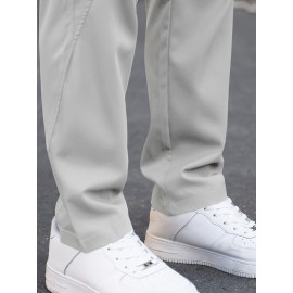 Men's Cargo Pants, Fashionable Casual Workwear, Polyester, Solid Color, Non-Stretch, Regular Fit, Woven Fabric, Novelty Clothing for Men