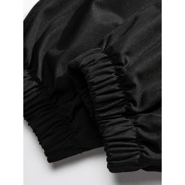 [1pc Men'S Casual Cargo Pants] Men'S Casual Cargo Pants, Polyester 100%, Loose Fit, Non-Stretch, Solid Color, with Drawstring, Multiple Pockets, for Spring/Fall, Woven Regular Length