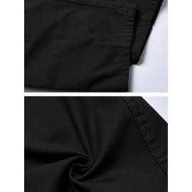 Men's Fleece Lined Casual Pants, Elastic Waist Pants Workwear Leisure Fashion Pants Cargo Pants