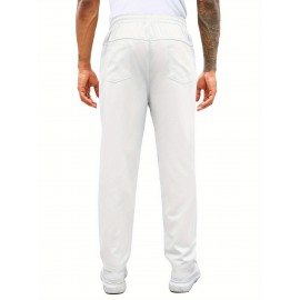 1pc Men'S Casual Cotton Drawstring Pants - Solid Color, Non-Stretch Fabric, Regular Fit, All-Season Straight Leg Cargo Trousers