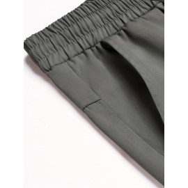 1pc Men'S Casual Cotton Drawstring Pants - Solid Color, Non-Stretch Fabric, Regular Fit, All-Season Straight Leg Cargo Trousers