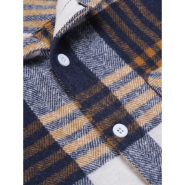 Mens Flannel Shirt Long Sleeve Plaid Jacket Casual Button Down Shirts Shacket