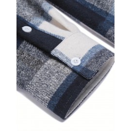 Mens Flannel Shirt Long Sleeve Plaid Jacket Casual Button Down Shirts Shacket