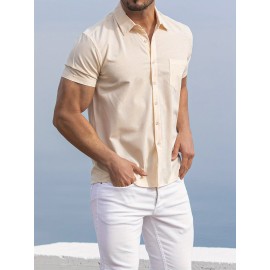 Mens Summer Beach Shirt Short Sleeve Shirts Casual Button Down Shirts Wrinkle Free
