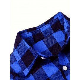 Men's Casual Long Sleeved Shirt, With A Collar Design And Checkered Pattern That Exudes Vitality, And Pocket Design That Is More Convenient.