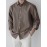 European And American Men'S Fashion Khaki Long-Sleeved Shirt, Skin-Friendly And Breathable Street Solid Color Fashion Button-Down Lapel Shirt