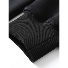 MOGAO Casual Geometric Sweatshirt for Men - Polyester Knit Fabric, Long Sleeve, Regular Fit, Round Neck, Comfortable and Trendy Unisex Hoodie