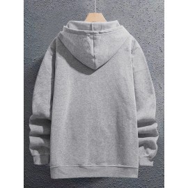 Men's Fashion Geometric Cross Print Hoodie with Comfort Pockets, Full Zip Regular Fit Polyester Knit Fabric Hooded Sweatshirt with Slight Stretch - All Season Style