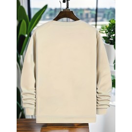 Men's Casual Golf Print Crewneck Sweatshirt - Relaxed Fit, Polyester Knit, Machine Washable, Fall/Winter Fashion