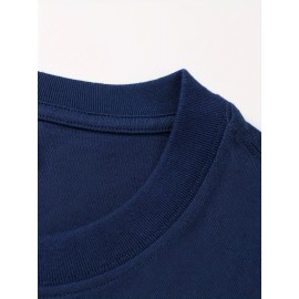 Men's Casual Cotton Long Sleeve T-Shirt - Crew Neck, Loose Fit, Spring & Fall Collection